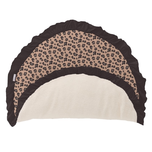 Suede Cheetah Print Sherpa-Lined Ruffle Fluffle Playmat