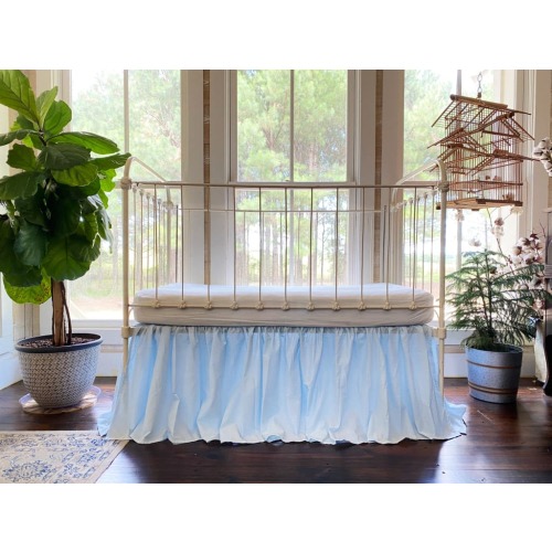 Heirloom Blue Farmhouse Crib Skirt | High Cotton Textile