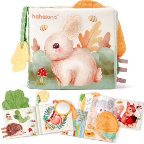 hahaland Baby Books 0-6 Months, Tummy Time Sensory Toys 6 to 12 Month Touch Feel Textured Crinkle Book Baby Shower Birthday Gifts for Boys Girl 0 3 6 9 12 Month Travel Toys