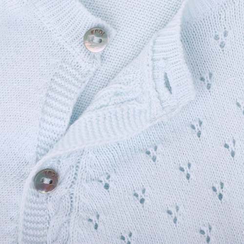 Newborn Knit Cotton Long Sleeve Overalls, Blue - Knot | Maisonette