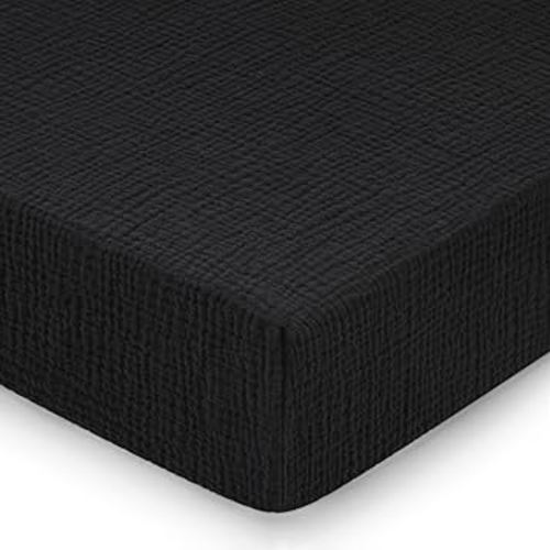 Pro Goleem Muslin Crib Sheets for Boys and Girls, Soft Breathable Neutral Fitted Cotton Baby Bed Sheets for Standard Crib Mattress & Toddler Mattress (52"x28"), 1 Pack (Black)