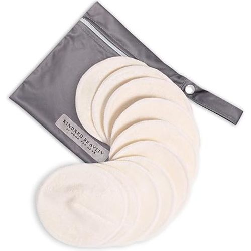 Kindred Bravely Organic Reusable Nursing Pads, Washable, for Breastfeeding & Leaking with Carry Bag, 10 Pack (Twilight)