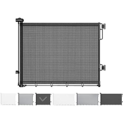Cumbor 27-40" Retractable Baby Gates for Stairs & Doorways, Hardware Mounted Mesh Dog & Pet Gate, Easy Walk Through, One-Hand Operation, Anti-Crawl Adjustable Safety Gate for Dog, Indoor Outdoor Black