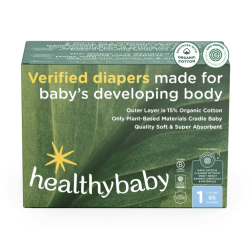 HealthyBaby Certified Safe Organic Cotton Enhanced Diapers - Size 1 - 66ct