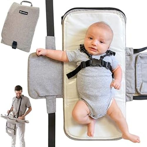Universal Portable Changing Pad with Safety Straps | Wearable Waterproof Changing Station | Newborn Essentials for Baby Travel, Baby Registry and Baby Shower | Chikiroo Baby