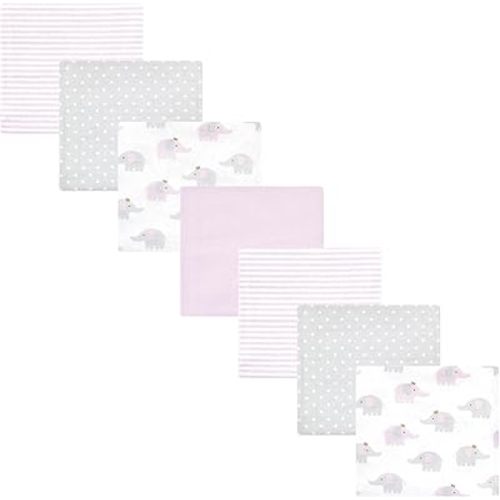 Hudson Baby Unisex Baby Cotton Flannel Receiving Blankets Bundle, Lilac Elephants, One Size