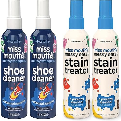 Miss Mouth's Messy Eater Stain Treater 2 Pack and Messy Steppers Shoe Cleaner 2 Pack
