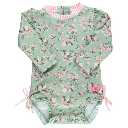 RuffleButts Baby/Toddler Girls UPF50+ Long Sleeve One Piece Rash Guard