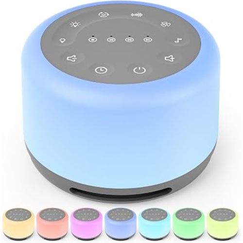 White Noise Machine Baby and Adult, Sound Machine for Sleeping/Relaxing, Portable Baby Night Light with Soothing Sounds, Bluetooth&Long Battery Life, Noise Maker Machine for Sleep/Office/Travel
