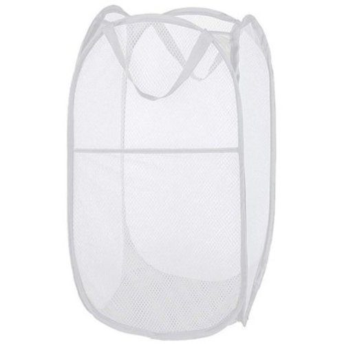 Larpur Pop up Mesh Laundry Hamper, Collapsible Clothes Basket, 75L, White