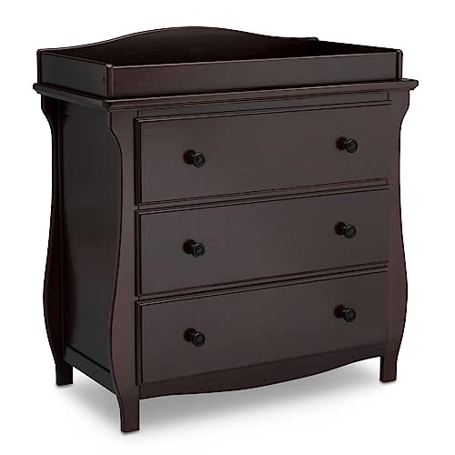 Delta Children Lancaster 3 Drawer Dresser with Changing Top and Interlocking Drawers - Greenguard Gold Certified, Dark Chocolate