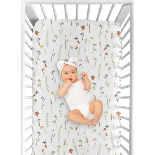 Sweet Jojo Designs Watercolor Floral Garden Sage Green Fitted Crib Sheet by Sweet Jojo Designs | Wayfair