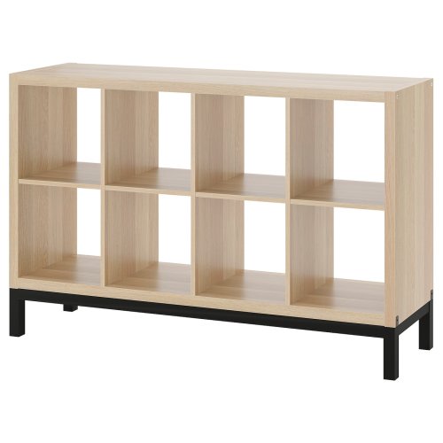 KALLAX Shelving unit with underframe - white stained oak effect/black 57 7/8x37 "