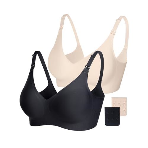 Vinfact Smooth Nursing Bras for Breastfeeding Seamless Maternity Bras for Pregnancy Wireless Bralette with Extra Bra Extender