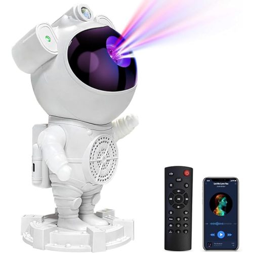 Astronaut Galaxy Projector-Star Projector,Bluetooth Speaker,White Noise, Star and Moon Galaxy Lights for Bedroom with Timer and Remote, Nebula Night Light 360° Adjustable, Starry Space Ceiling Lamp