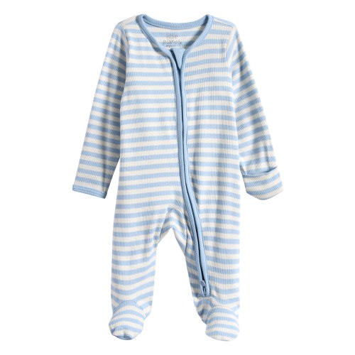 Stripe Stretch Organic Cotton Zip Footie