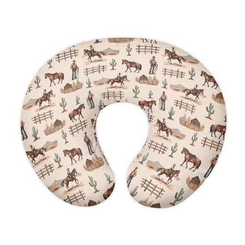 Goronwyfloyd Brown Cow Boys and Cacti Breastfeeding Pillow Slipcover for Baby Horse Prints Newborn U-Shaped Breastfeeding Pillowcase Cushion Cover Stretchy Replaceable Pillow Cover Slipcover
