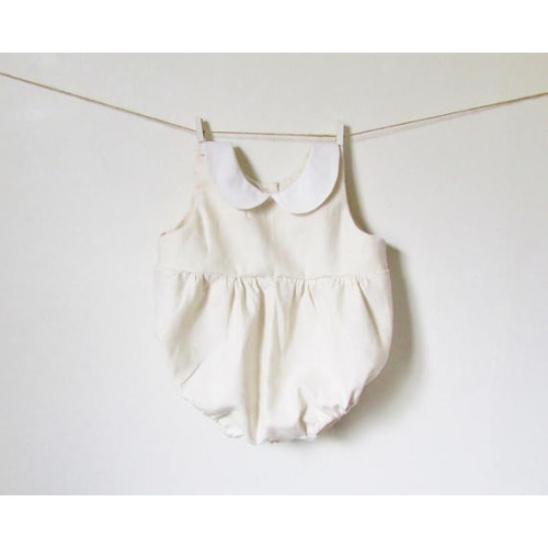 Christening Baptism Wedding White Linen Baby Romper for Boy