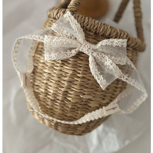 Ivory Baptism Baby Lace Bow Headband Christening Baby Soft Headband