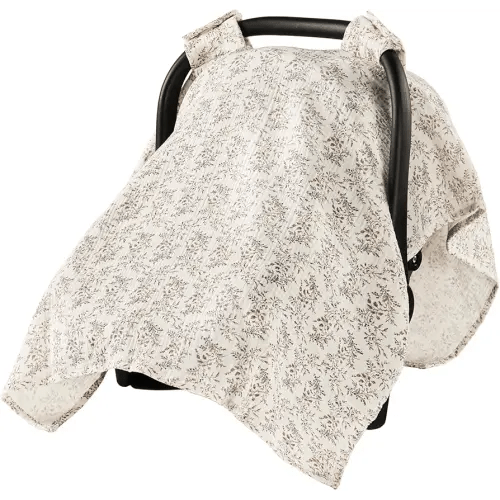 100% Muslin Cotton Car Seat Cover, Soft Breathable Car Seat Canopy for Baby, Universal Infant Carseat Sunshade, Lightweight Summer Stroller Cover for Boys Girls - Floral Print