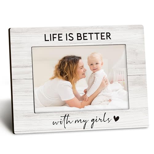 DUXMNAMG Mom Daughter 4x6 Picture Frame, Girl Mother Gifts, Mother Day Birthday Gifts from Girls, Mom of Daughters Photo Frame, Life is Better with My Girls Picture Photo Frames for Desk Decor