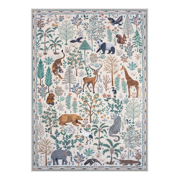 Roam Washable Jungle Animals Beige Rug