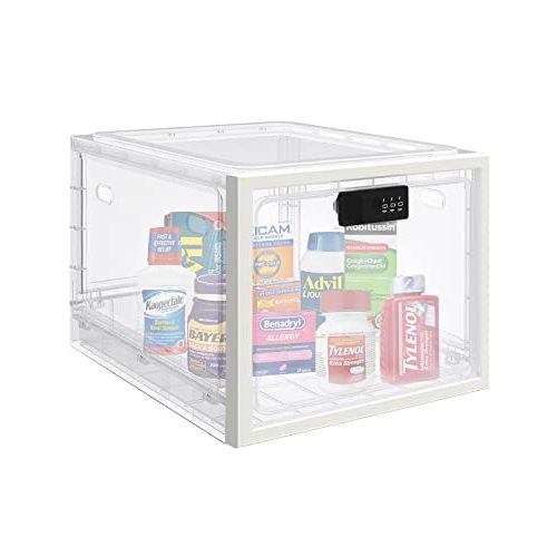 biliitim Large Medicine Lock Box for Safe Medication, Lockable Storage Box for Snacks Food/Video Games, Phone Lock Boxes with Combination Code for Home/Dorms/Office Storage Lockers