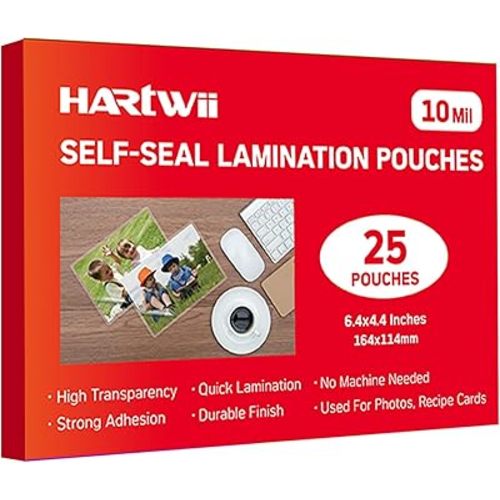 25 Pack Self-Sealing Laminating Pouches 4x6 Inch,10 Mil Self Adhesive Lamination Pouches,Waterproof Photo No Heat Laminating Sheets No Laminator Machine Need