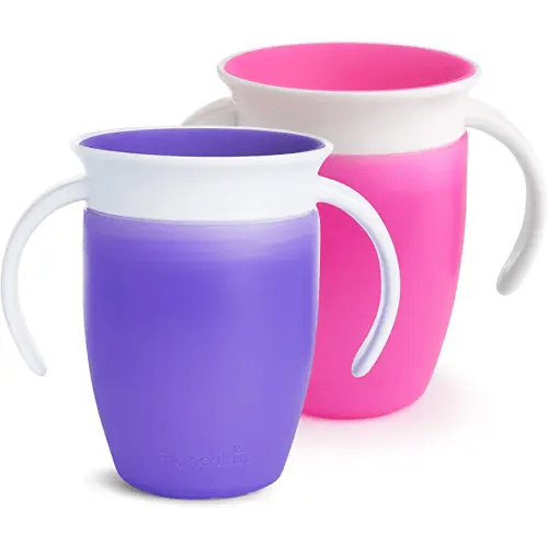 Munchkin® Miracle® 360 Trainer Cup, 7 Ounce, 2 Pack, Pink/Purple