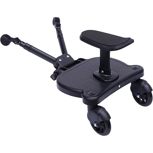 Universal Stroller Ride Board, 2-in-1 Buggy Board with Detachable Seat Standing Board, Stroller Glider Board Suitable for Most Brands of Strollers, Sit&Stand Stroller Board Holds Children Up to 55lbs