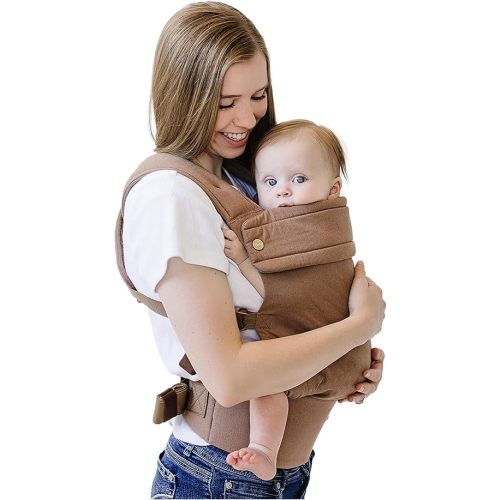 Ava & Oliver Essential Baby Carrier – Ergonomic, Hip-Healthy Soft Structured Carrier for Infants & Toddlers (7–35lbs) - Front and Back Carry, Breathable Fabric, Stylish & Lightweight (Coffee)