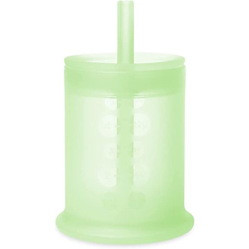 Olababy Silicone Training Cup with Straw Lid | Babies Water Drinking Cup | 6+ Mo Infant To 12-18 Months Toddler | Sippy Cup For Kids & Smoothie Cup | Baby Led Weaning (Kiwi, 5 oz)