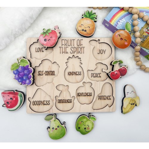 Fruit of the Spirit puzzle/ Christian gift for kids/ Montessori toy/ Wooden Bible puzzle/ educational puzzle/ gift for toddler