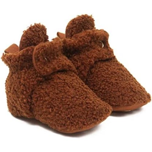 Robeez Baby Girls and Boys Crib Fleece Sherpa Snap Booties with Slip-Resistant Soles for Infant and Toddler, 0-18 Months