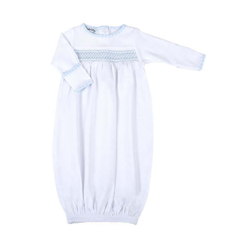 New Beginnings Smocked Gathered Gown - Blue