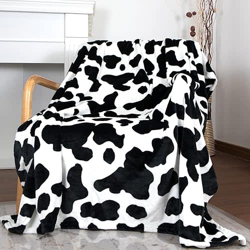 Double Sided Silky Soft Micro Fleece Blanket - Cow Print, 40x50 in, Unisex, Baby to Toddler
