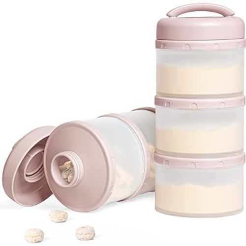 Termichy Stackable Formula Dispenser Portable Milk Powder Container, 2 Pack, Light Pink