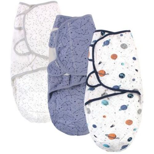 Hudson Baby Infant Boy Quilted Cotton Swaddle Wrap 3pk, Space, 0-3 Months