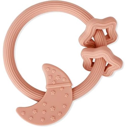 Silicone Baby Teething Toy, Silicone Baby Teether for Babies 3 Months+, BPA Free, Boys Girls Shower, Birthday, Christmas Gifts (Cotta)