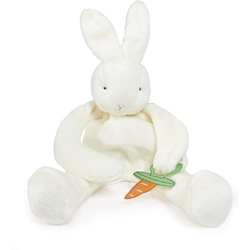 Bunnies By The Bay "Bun Bun" Bunny Silly Buddy - Animal Pacifier Holder Plush Toy with Velcro Loop Attachment - 10" (25cm) Size
