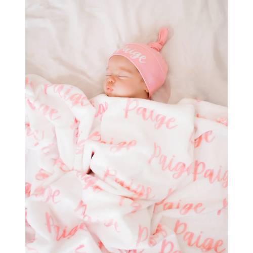 Blanket & Hat Set - Personalized Plush Minky and Baby Hat