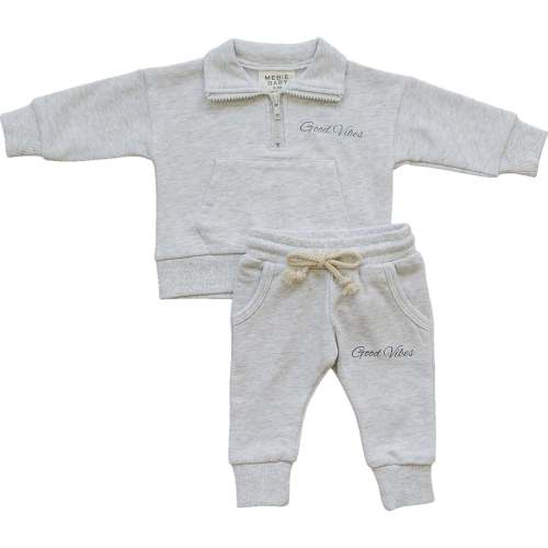 Mebie Baby Good Vibes Quarter Zip French Terry Set