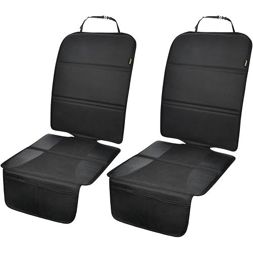 Car Seat Protector, 2 Pack Auto Seat Protectors for Child Car Seat with Thick Padding, Seat Cover Mat for Under Baby Seat to Protect Leather Seats, Black
