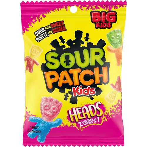 Sour Patch Kids Big Heads Candy, Gummy Candy, Sour then Sweet, 154 g