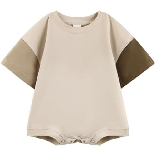 Bafeicao Baby Boy Girl Bubble Romper Color Block Short Sleeve T Shirt Newborn Summer Bodysuit