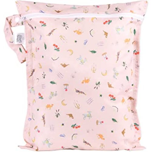 Bumkins Disney Waterproof Wet Bag for Baby, Travel, Swim Suit, Cloth Diapers, Pump Parts, Pool, Gym Clothes, Toiletry, Strap to Stroller, Daycare, Zip Reusable Bag, Packing Pouch, Princess Magic Pink