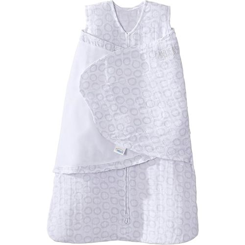 HALO 100% Cotton Muslin Sleepsack Swaddle Wearable Blanket, TOG 1.5, Circles Grey, Newborn, 0-3 Months