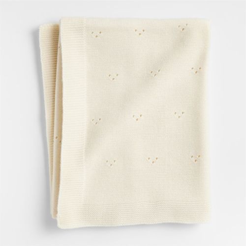 Personalized Pointelle Knit Pampas Ivory Baby Stroller Blanket