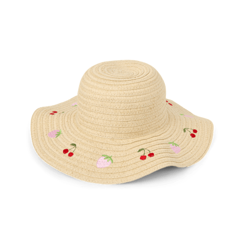 Baby And Toddle Girls Embroidered Fruit Sun Hat - Gray
