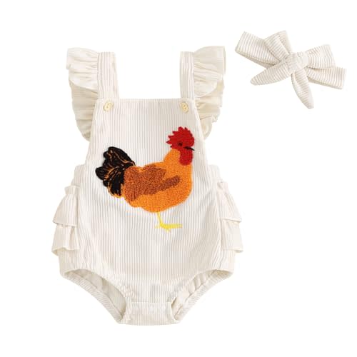 Tsnbre Newborn Baby Boy Girl Summer Outfits Corduroy Romper Farm Chicken Baby Overalls 0 3 6 9 12 Months Infant Clothes